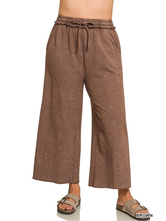 Zenana Outfitters Pants - 12 small - 3X 40% OFF Zenana brown WASHED FRENCH TERRY
FLARE PANTS